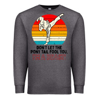 Charcoal Heather karate girl kick Premium Sweatshirt - artisFamous