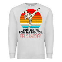Dove Grey karate girl kick Premium Sweatshirt - artisFamous
