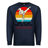 Navy karate girl kick Premium Sweatshirt - artisFamous