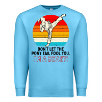 Ocean Blue karate girl kick Premium Sweatshirt - artisFamous