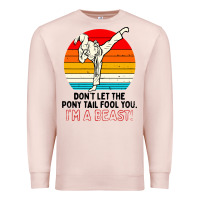 Pale Pink karate girl kick Premium Sweatshirt - artisFamous