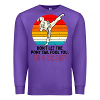 Purple karate girl kick Premium Sweatshirt - artisFamous