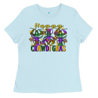 Baby Blue Happy crawdi Gras Mardi Gras crawfish Ladies Tee - FaDigitalArtStudio