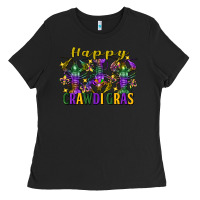 Black Happy crawdi Gras Mardi Gras crawfish Ladies Tee - FaDigitalArtStudio
