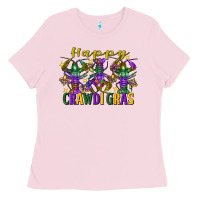 Bubblegum Pink Happy crawdi Gras Mardi Gras crawfish Ladies Tee - FaDigitalArtStudio