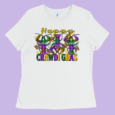 Happy Crawdi Gras Mardi Gras Crawfish Ladies Tee Designed By Fadigitalartstudio