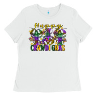 White Happy crawdi Gras Mardi Gras crawfish Ladies Tee - FaDigitalArtStudio