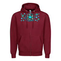 Burgundy turquoise gemstone sunflower Zipper Hoodie - JahusDesignShop