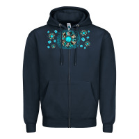 Navy turquoise gemstone sunflower Zipper Hoodie - JahusDesignShop