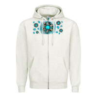 Oatmeal Heather turquoise gemstone sunflower Zipper Hoodie - JahusDesignShop
