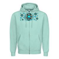 Turquoise Gemstone Sunflower Zipper Hoodie | Teevron