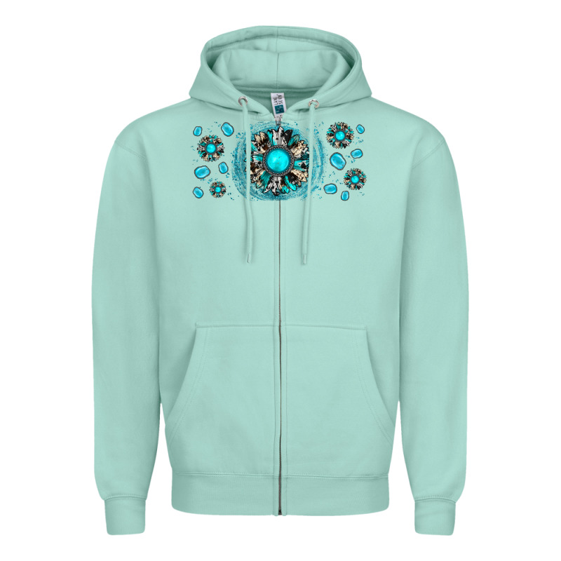 Turquoise Gemstone Sunflower Zipper Hoodie by JahusDesignShop | Teevron