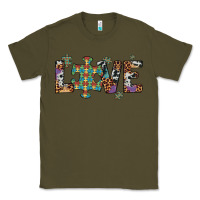 Army Green love autism awareness leopard cowhide Classic Tee - Artiststas