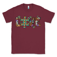 Burgundy love autism awareness leopard cowhide Classic Tee - Artiststas