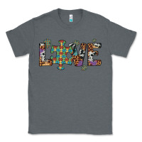 Charcoal Heather love autism awareness leopard cowhide Classic Tee - Artiststas