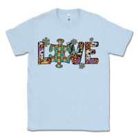 Dusty Blue love autism awareness leopard cowhide Classic Tee - Artiststas