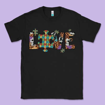 Love Autism Awareness Leopard Cowhide Classic Tee Designed By Artiststas