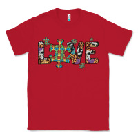 Red love autism awareness leopard cowhide Classic Tee - Artiststas