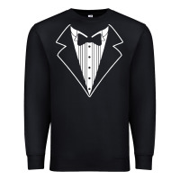 Black fake tux tuxedo suit tie Premium Sweatshirt - artisFamous