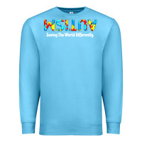 Ocean Blue autism seeing the world differently Premium Sweatshirt - artisFamous