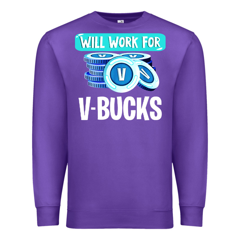 Will Work For V Bucks Youth Gamer Premium Sweatshirt by artisFamous | Teevron