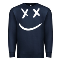 Navy x eyed smiley face x eyes smiling Premium Sweatshirt - artisFamous
