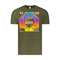 Vintage Olive Pride lgbtq leopard love heart seamless pattern Vintage Tee - BundleAndBundleShop