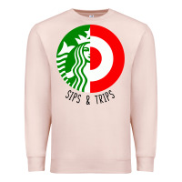 Pale Pink sips and  trips Premium Sweatshirt - artisFamous