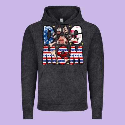 American Dog Mom Vintage Hoodie Designed By Cowhidedigitalart