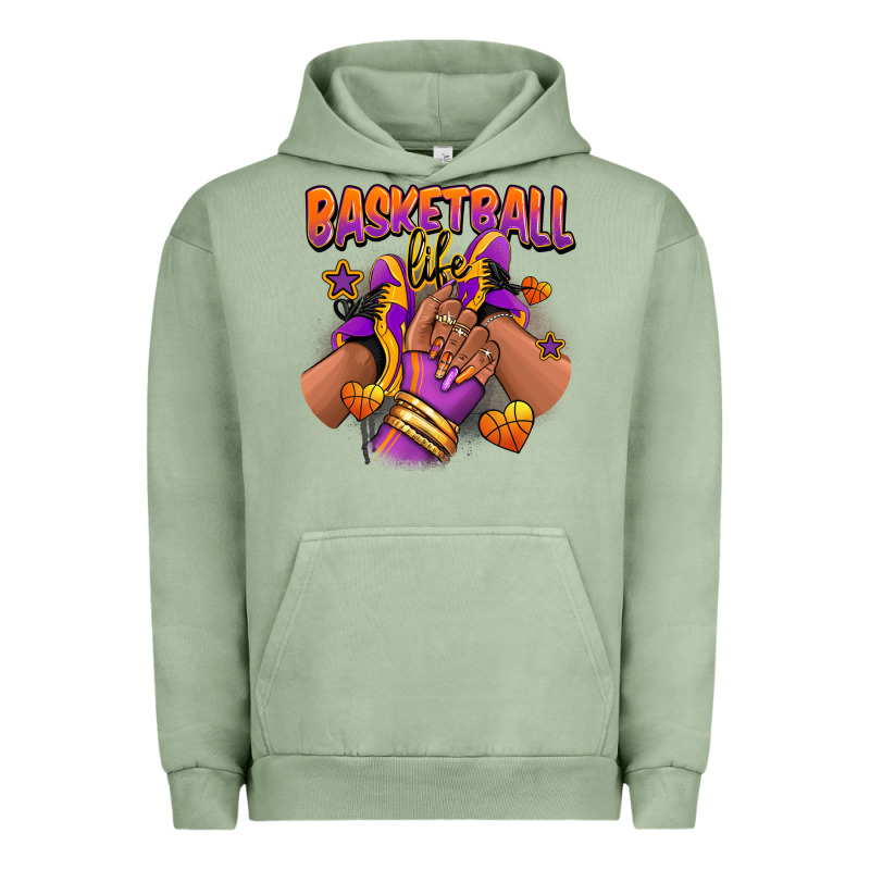 Basketball Life Afro Girl Sneakers Urban Hoodie by RanaPortraitStore | Teevron