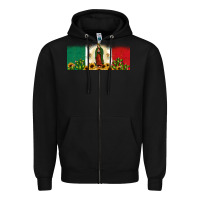 Black lady of guadalupe mexican flag Zipper Hoodie - JahusDesignShop