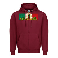 Burgundy lady of guadalupe mexican flag Zipper Hoodie - JahusDesignShop
