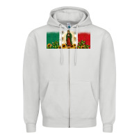Dove Grey lady of guadalupe mexican flag Zipper Hoodie - JahusDesignShop