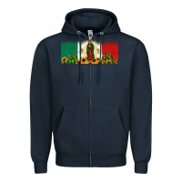 Navy lady of guadalupe mexican flag Zipper Hoodie - JahusDesignShop