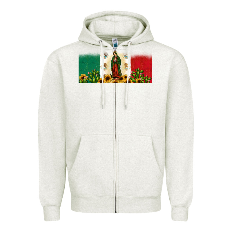 Lady Of Guadalupe Mexican Flag Zipper Hoodie by JahusDesignShop | Teevron
