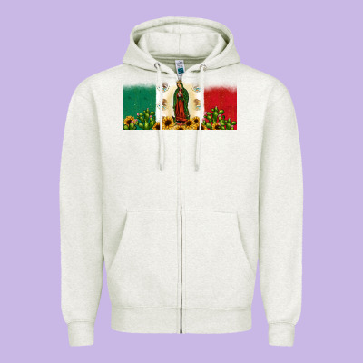 Lady Of Guadalupe Mexican Flag Zipper Hoodie Designed By Jahusdesignshop
