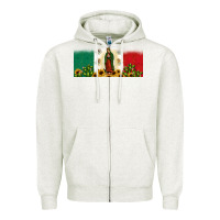 Oatmeal Heather lady of guadalupe mexican flag Zipper Hoodie - JahusDesignShop