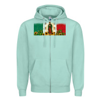 Seafoam lady of guadalupe mexican flag Zipper Hoodie - JahusDesignShop