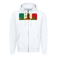 White lady of guadalupe mexican flag Zipper Hoodie - JahusDesignShop