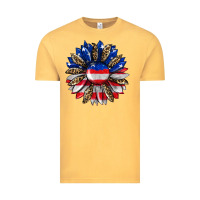 Vintage Mustard american flag leopard Vintage Tee - RanaPortraitStore