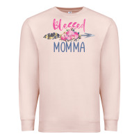 Pale Pink blessed momma Premium Sweatshirt - artisFamous