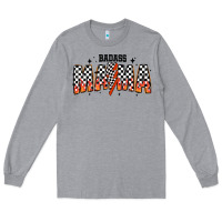 Heather Grey baddas mama Long Sleeve Tee - CowhideDigitalArt