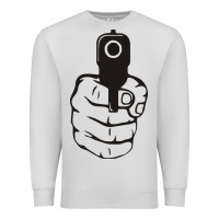 Dove Grey hands up pistol Premium Sweatshirt - artisFamous