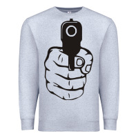 Heather Grey hands up pistol Premium Sweatshirt - artisFamous