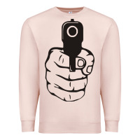 Pale Pink hands up pistol Premium Sweatshirt - artisFamous
