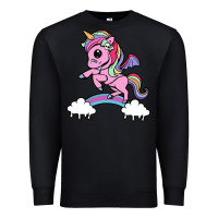 Black cute unicorn Premium Sweatshirt - artisFamous