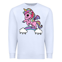 White cute unicorn Premium Sweatshirt - artisFamous