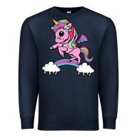 Navy cute unicorn Premium Sweatshirt - artisFamous
