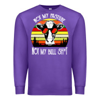 Purple vintage not my pasture not my bull cow Premium Sweatshirt - artisFamous