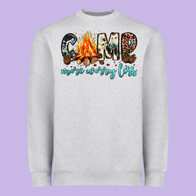Camp More Worry Less Heavyweight Sweatshirt Designed By Jahusdesignshop